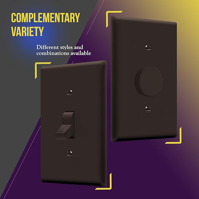 ENERLITES Toggle Light Switch Wall Plate, Gloss Finish, Midway Size 1-Gang 4.88" x 3.11", Unbreakable Polycarbonate Thermoplastic, UL Listed, 8811M-BR-10PCS, Brown (10 Pack)