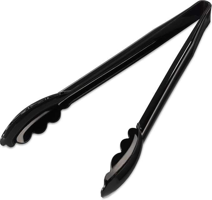 Carlisle FoodService Products 471203 Carly Salad Tong, 12" Utility Tong, Black, 1 Pack