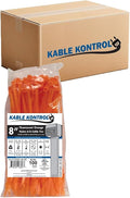 Kable Kontrol Cable Zip Ties, 8 Inch, 10000 Pcs, 50lbs Test, FL Orange | Nylon Plastic, Self Locking, UL Listed, Indoor Use