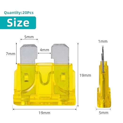 20 Amp Fuses Stanbdard Fuses 20Pcs, 20A Car Fuse Blade for Automotive, Truck, Boat, Motorcycle, SUV