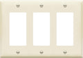 ENERLITES Decorator Light Switch or Receptacle Outlet Wall Plate, Gloss Finish, Size 3-Gang 4.50" x 6.38", Polycarbonate Thermoplastic, 8833-LA, Light Almond