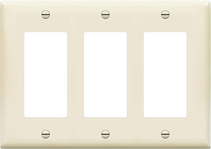 ENERLITES Decorator Light Switch or Receptacle Outlet Wall Plate, Gloss Finish, Size 3-Gang 4.50" x 6.38", Polycarbonate Thermoplastic, 8833-LA, Light Almond