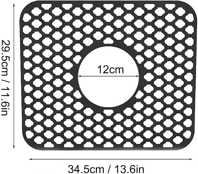 Kitchen Sink Mat 13.6 x 11.6in Silicone Sink Mat Non Slip Sink Protector for Farmhouse Kitchen Black