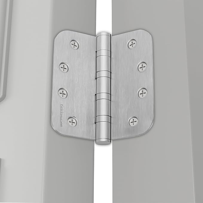 3 Pack goldenwarm Satin Nickel 4'' Door Hinges for Exterior Doors Ball Bearing Door Hinges 4in x 4in with 5/8'' Radius Corners, Heavy-Duty, 304 Stainless Steel
