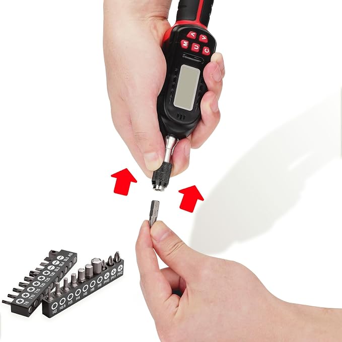VANPO Digital Torque Screwdriver, 2.65-53.10 in.lb, ±2% Accuracy, | 1/4 Inch Screwdriver Torque Wrench Set with Buzzer/LED Indicator Notification for Bike Repairing, Tools & Mounting