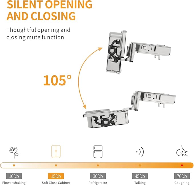 Chibery 10 Pack 1" Overlay 4D Soft Close Concealed Hinges for Face Frame Door, Adjustable Closing Speed, Smooth Slow Self Close Hinges, Satin Nickel, 105° Open Angle Stainless Steel Cabinet Hinges