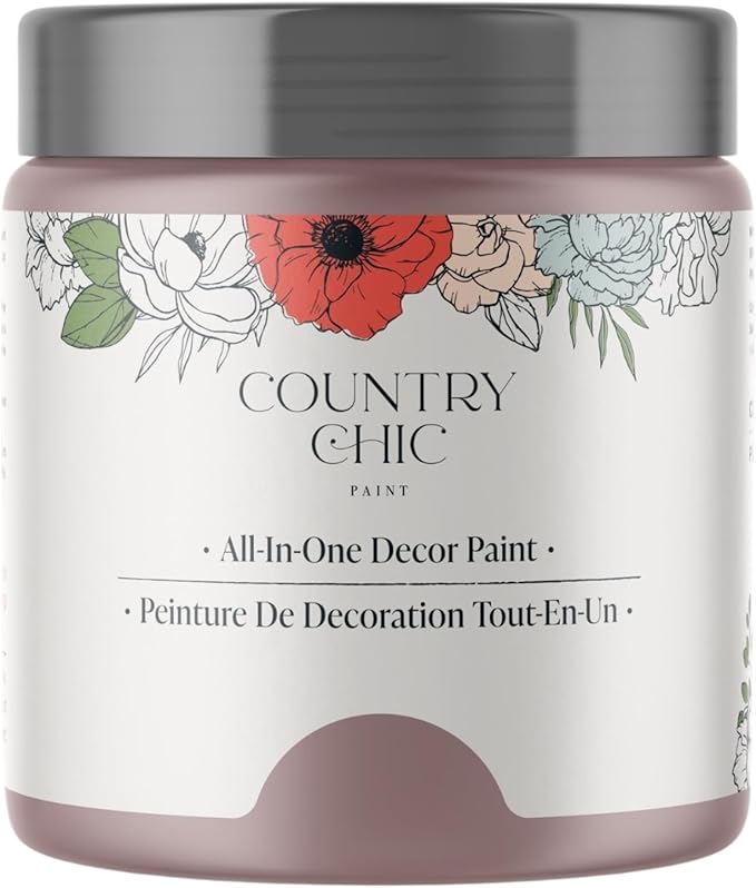 Country Chic All-in-One Chalk Paint for Furniture, Cabinets, Home Decor, Eco-Friendly, Matte Finish, Built-In Primer & Top Coat for Wood, Metal - Let's Mauve It! (Mauve) half pint(8oz)