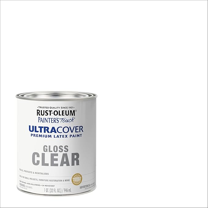 Rust-Oleum 242057 Painter's Touch Latex Paint, Quart, Gloss Clear,1 Quarts (Pack of 1)