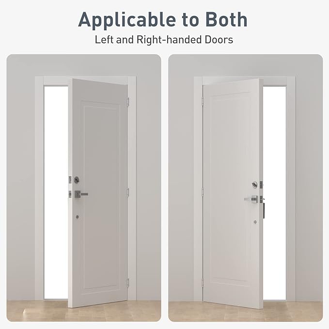 HOSOM Self Closing Spring Loaded Hinges, 4 Inch, Adjustable Tension for Garage, Front, Back Door, UL Listed, Left and Right Hand, 5/8'' Radius Corners, Brushed Nickel, 2 Pack