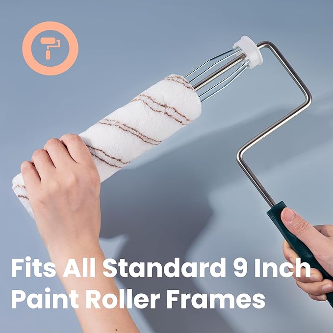 Mister Rui 9 Inch Paint Roller Covers, 3 Pack for Small Projects & Touch Ups, 3/8 Inch Nap Microfiber for Smooth Finish