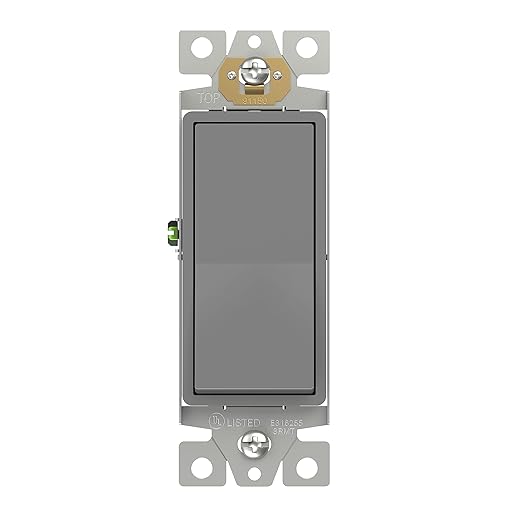 ENERLITES Single Pole Decorator Paddle Light Switch, Residential Grade, 15A 120V-277V, Gloss Finish, Grounding Screw, Back Insert and Side Terminals, 91150-GY, Gray