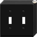 ENERLITES Double Toggle Switch Cover, Two Gang Light Switch Wall Plate, Standard Size 2-Gang 4.50" x 4.57", Unbreakable Polycarbonate Thermoplastic, UL Listed, 8812-BK-5PCS, Black (5 Pack)