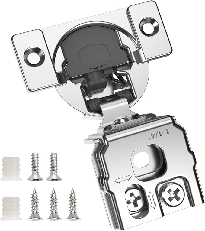 Chibery 10 Pack 1-1/4" Overlay 3D Soft Close Concealed Hinge for Face Frame Door, Smooth Slow Self Closing Hinges, Satin Nickel, Hidden 105° Open Angle Stainless Steel Hinge for Kitchen Cabinet Door