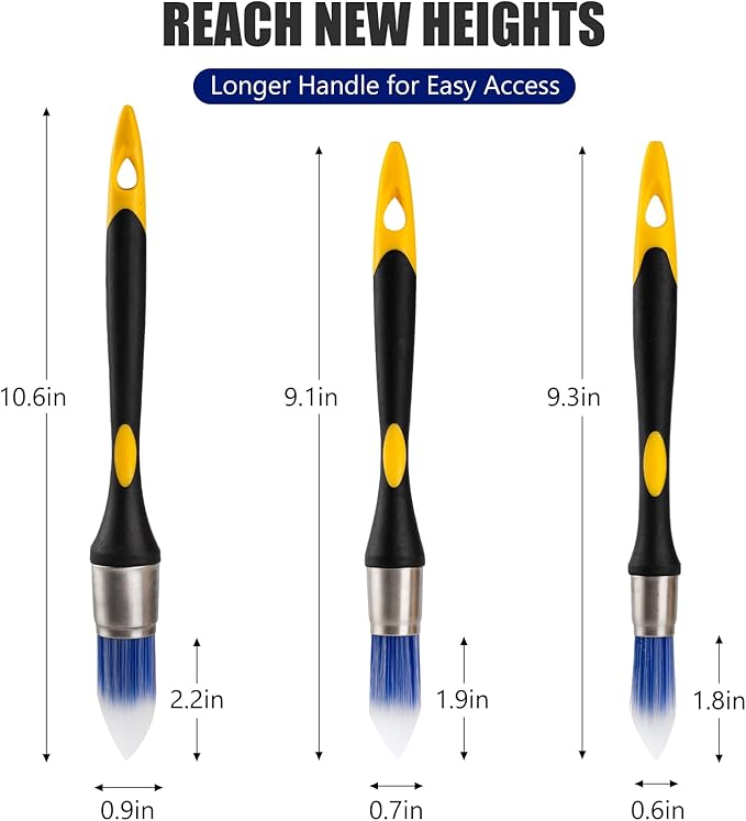 Mister Rui Trim Brush Set, 3 Pcs Paint Brushes for Painting Walls, Trim Paint Brush, Small Paint Brush, Small Brushes for Painting, 5/8”, 3/4” and 1”