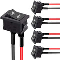 Twidec/5Pcs Rocker Switch AC 6A/250V 10A/125V SPST 2 Pins 2 Position ON/Off Car Boat Square Black Rocker Switch Toggle with Pre-soldered Wires KCD1-1-101-ON-OFF-X