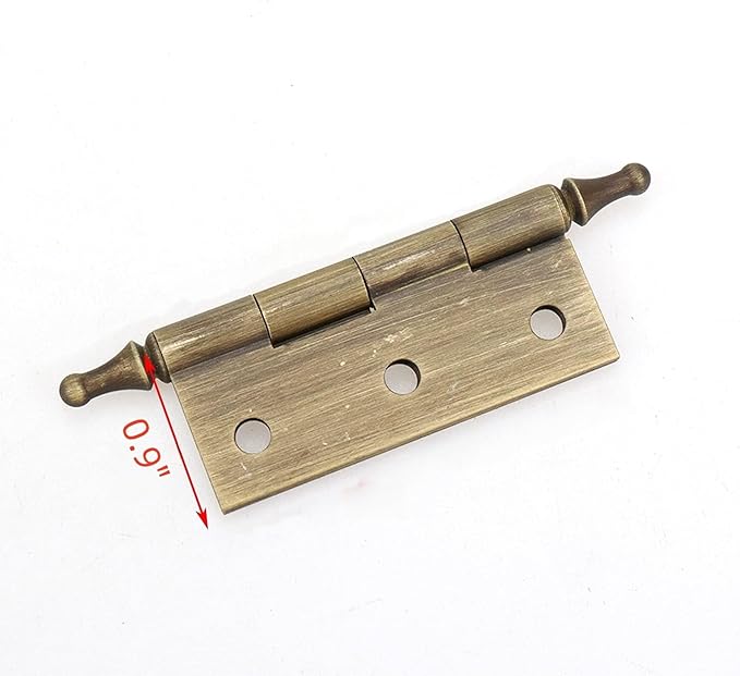 Mcredy Door Hinges 2 Inch Retro Bronze Loose Pin Cabinet Box Hinges with Ball Finials for Gate Shed Window Doors Hardware Office Home, 2 Packs