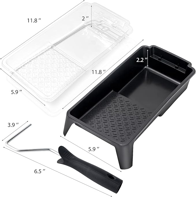 Mister Rui Paint Tray Liner, 12 Pack, 4 Inch Paint Tray, Disposable Paint Roller Tray Liners 10pcs, Small Paint Trays with Roller Handle, for Home Decor, Walls and Furniture