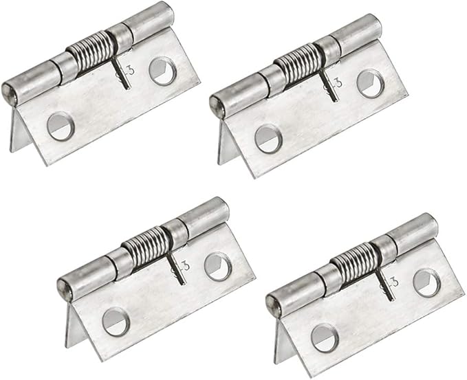 Spring Hinge Self Opening 1.5 Inch Length Stainless Steel Hinge - 4pcs