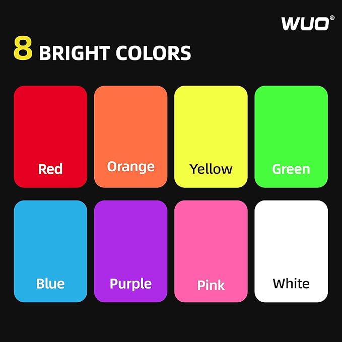 WUO 8 Colors Liquid Chalk Markers, 15mm Jumbo 3-in-1 Nib Window Chalk Markers, Washable Chalkboard Markers for Glass, Windows, Blackboards, Mirrors, Bistro Signage, and DIY Art Crafts