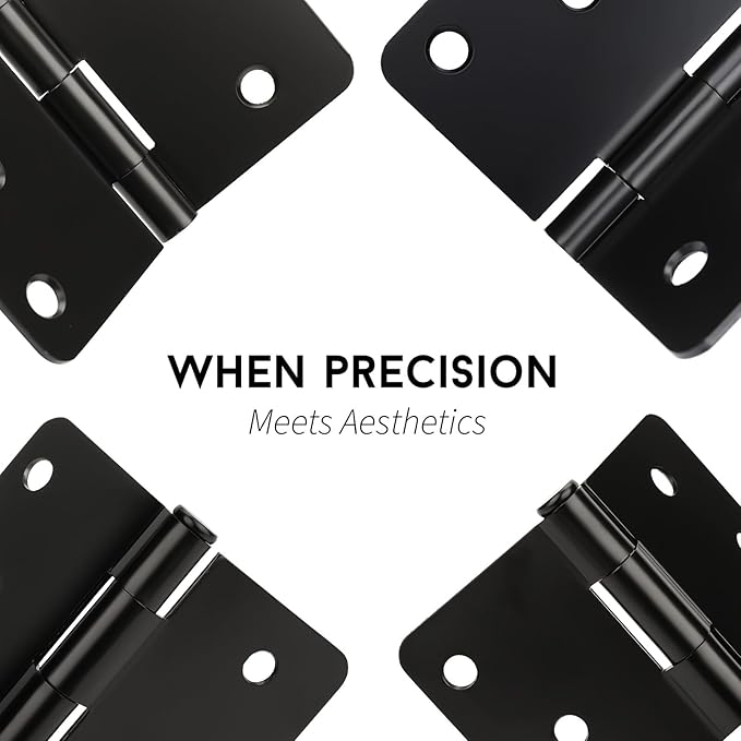 goldenwarm Door Hinges Interior & Exterior Door Hinge 18Pack 4 Inch Rounded Black Door Hinges 4" X 4" with 1/4'' Radius Corners