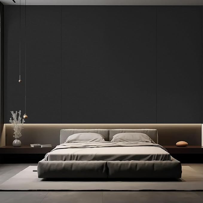 Black Wallpaper Peel and Stick with Tools, Matte Black Contact Paper | Self-Adhesive and Removable 17.7'' x 590.5'', Thickened Wall Paper for Cabinets, Drawers and Countertop