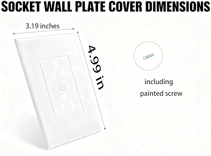 ZEFTV 10 Pack Duplex Outlet Covers Wall Plates 1-Gang Switch Outlet Electrical Cover Plate Unbreakable Thermoplastic Faceplate for Light Receptacle Outlet Switch, White