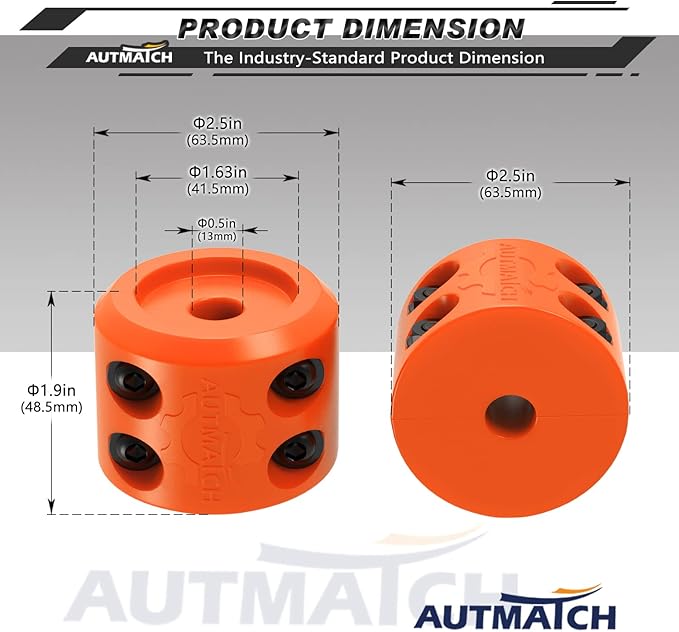 AUTMATCH Winch Cable Hook Stopper (2 Pack), Silicone Rubber Winch Stopper for Wire & Synthetic Rope, Winch Line ATV UTV, Shock Absorbent, Prevent Pulling Bounce and Abrasion, Orange