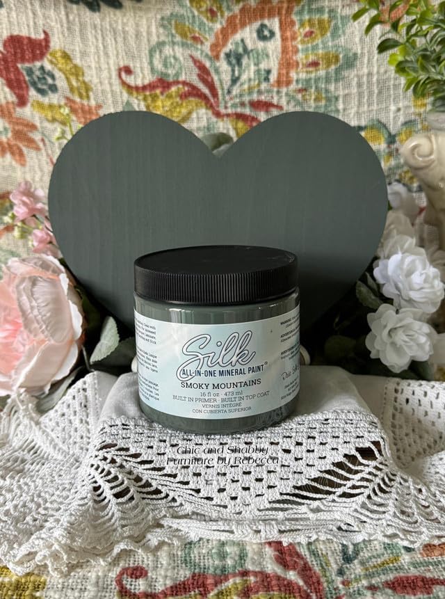 Dixie Belle Silk All-in-One Mineral Paint - Smoky Mountains (4oz) - All-in-One Water Based Primer + Topcoat - Durable Furniture Paint - Low Reflective Finish
