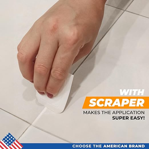 PentaUSA Tile Grout Repair Kit - White Premixed Acrylic Sanded Grout Filler for Bathroom, Shower, and Kitchen, Water-Resistant Tube with Applicator, Fills Cracks and Gaps, Fast Drying (8.8oz / 250g)