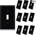 ELEGRP 1-Gang Mid Size Toggle Switch Covers, Light Switch Wall Plate, Unbreakable Polycarbonate Replacement Faceplates Covers, UL Listed, Color-matched Screws Included (10 Pack, Glossy Black)