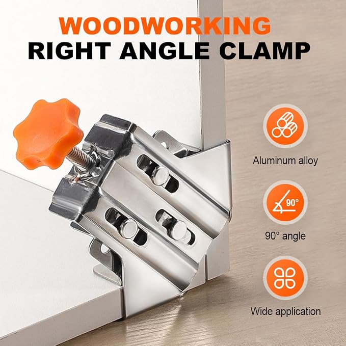 Quick Right Angle Fixing Clip, Multipurpose Stainless Steel 90° Degree Corner Clamp for Woodworking, T-shaped Right Angle Clamping Tool with Adjustable Swing Jaw Right Angle (Open&closed Type)