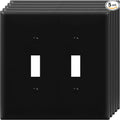 ENERLITES Mid-Size Toggle Light Switch Wall Plate, Midway Size 2-Gang 4.88" x 4.92", Unbreakable Polycarbonate Thermoplastic, UL Listed, 8812M-BK-5PCS, Black (5 Pack)