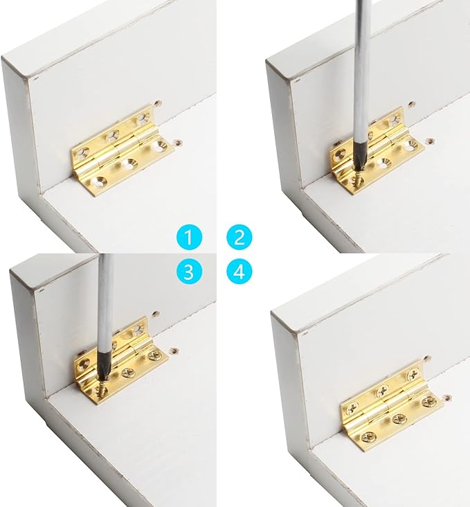 8Pcs 1.5 Inch Brass Butt Hinges, Gold Jewelry Box Hinges Small Cabinet Hinge Square Door Hinge Folding Craft Heavy Duty for Furniture Cupboard Drawer