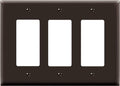 ENERLITES Triple Decorator Switch Cover, Three Gang Outlet Wall Plate, Gloss Finish, Mid-Size 3-Gang 4.88" x 6.77", Unbreakable Polycarbonate Thermoplastic, UL Listed, 8833M-BR, Brown