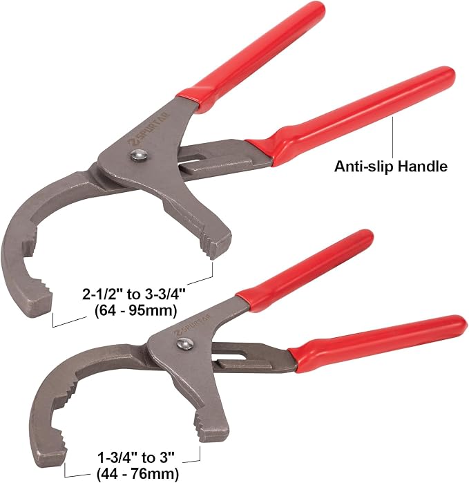 Spurtar 7pcs Swivel Oil Filter Wrench Set, 9" & 12" Oil Filter Removal Tool | 2-3/4" to 5-1/4" (70-133mm) 3-Jaw Oil Filter Wrench for 4S Shop Auto Repair Mechanic DIY