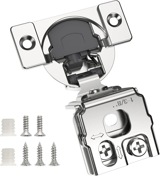 Chibery 6 Pack 1-3/8" Overlay 3D Soft Close Concealed Hinge for Face Frame Door, Smooth Slow Self Closing Hinges, Satin Nickel, Hidden 105° Open Angle Stainless Steel Hinge for Kitchen Cabinet Door