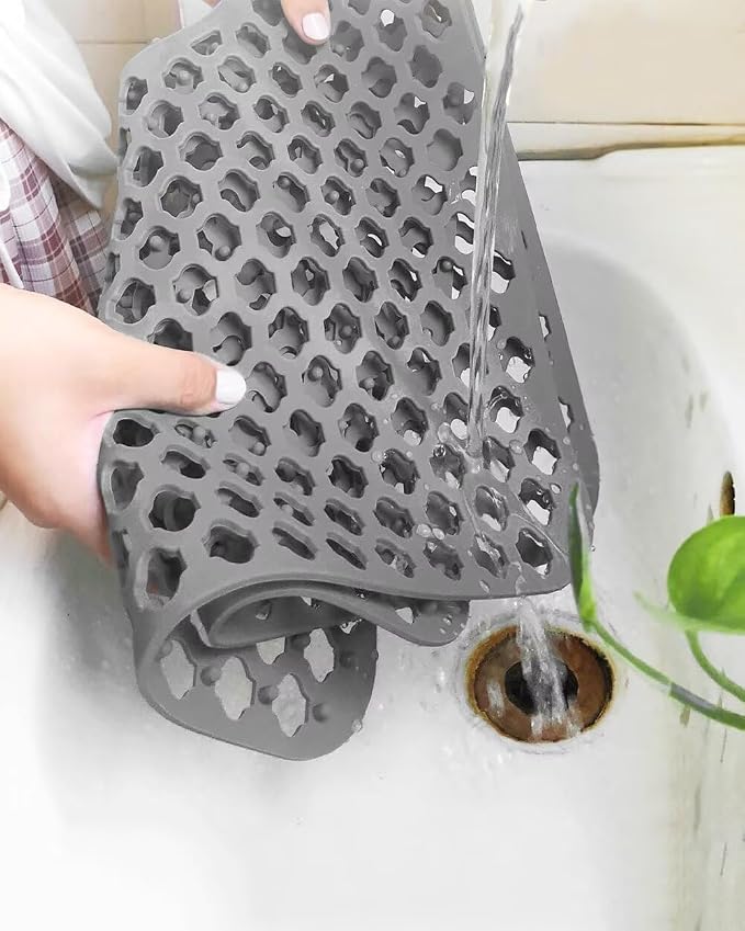 Kitchen Sink Mat 28 x 15in Silicone Sink Mat Non Slip Sink Protector for Farmhouse Kitchen Grey
