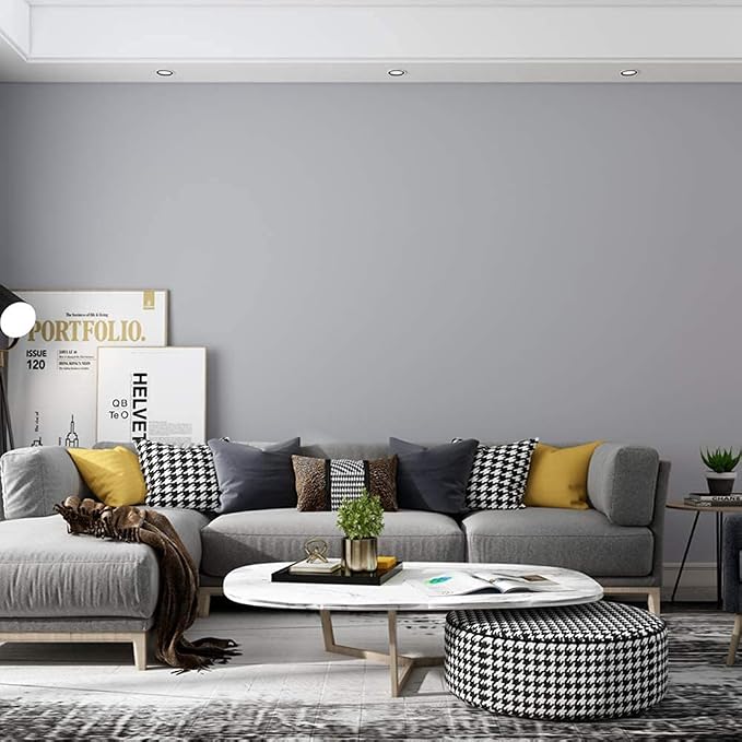 Gray Self-Adhesive Wallpaper SelfA-dhesive Film Stick Paper | Easy to Apply Peel and Stick Wallpaper Shelf Liner Table and Door Reform Wall paper 15.75 Inch by 393.7 inch