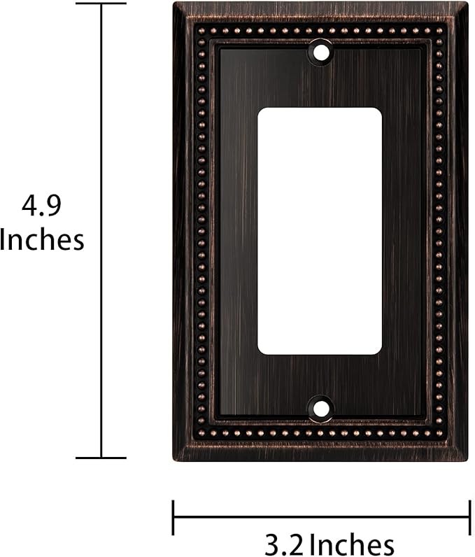 Henne Bery Sunken Pearls Heavy Duty Decorative Wall Plate Switch Plate Outlet Cover (Single Decorator, 3 Pack, Aged Bronze)