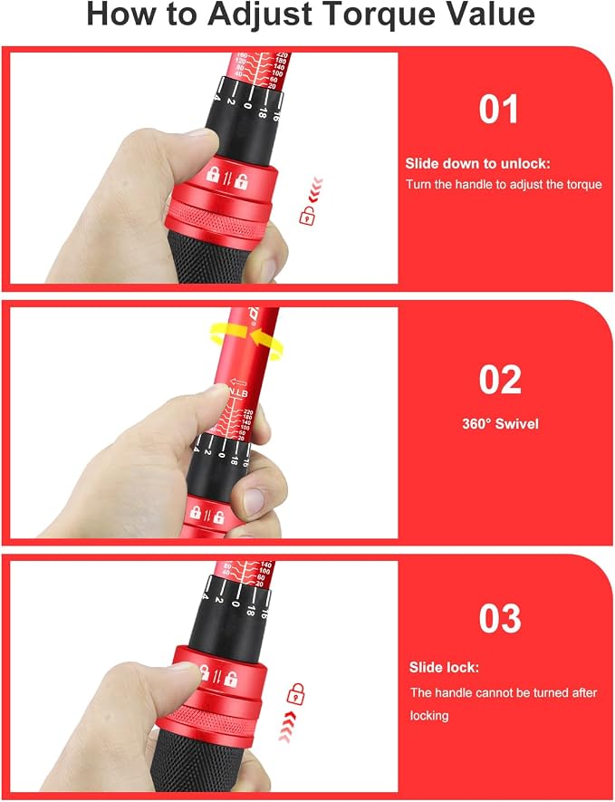 3/8 torque wrench 20-240 in.lb, Inch Pound Torque Wrench Set with Extension & 3/8" to 1/4" Adapter - ±3% Accuracy, Dual-Direction 72-Tooth for Bike, Motorcycle, Car & Engine Maintenance