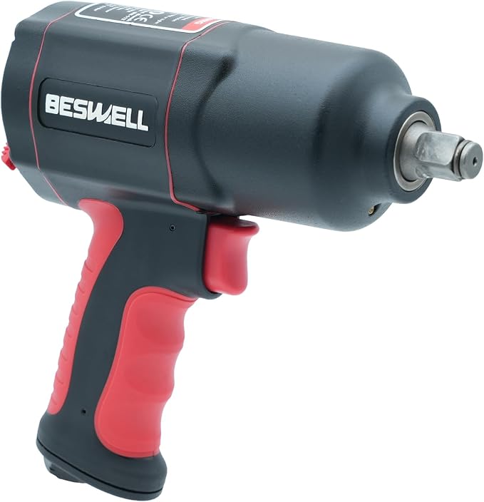 BESWELL® BW-112BN 1/2-Inch Air Impact Wrench with 1180 Ft-Lbs Max Torque | FAST & POWERFUL: Twin hammer impact wrench delivers fast, high-torque power for auto repair, tire changes & body shop