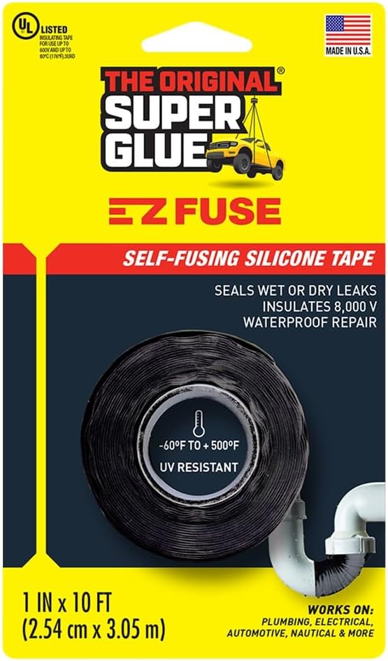 Super Glue The Original 15408 E-Z Fuse Tape, black, 1 inches width x 10 feet length