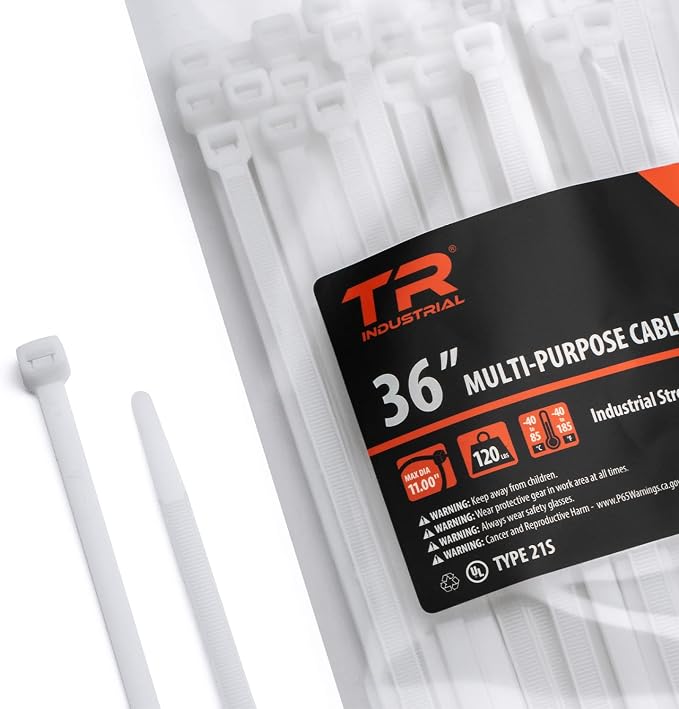 TR Industrial Multi-Purpose Natural Cable Ties, 36 inches, 50 Pack