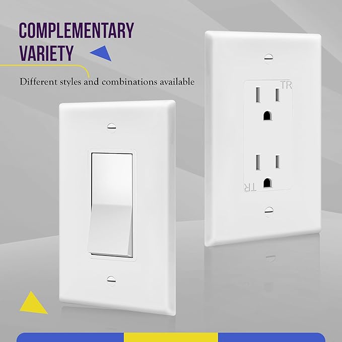ENERLITES Decorator Light Switch or Receptacle Outlet Wall Plate, Gloss Finish, Mid-Size 1-Gang 4.88" x 3.11", Polycarbonate Thermoplastic, UL Listed, 8831M-W-5PCS, White (5 Pack)