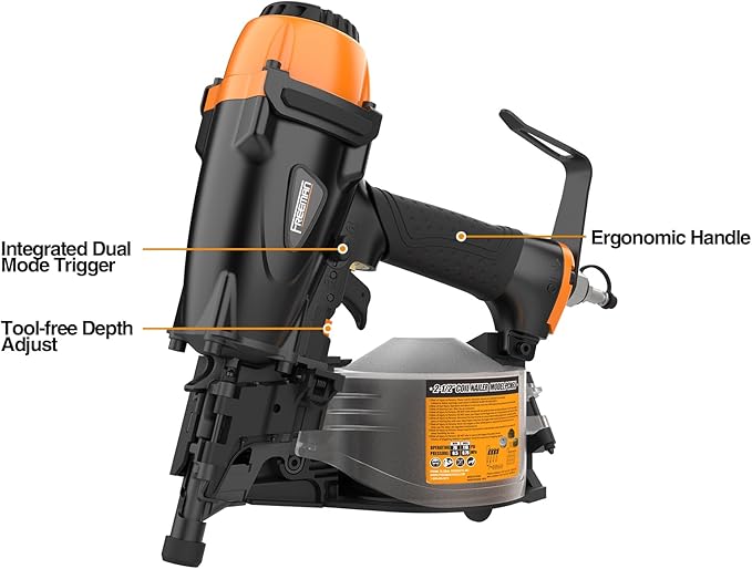 Freeman Pneumatic 15 Degree 2-1/2" Coil Siding Nailer with Adjustable Metal Belt Hook | PCN65