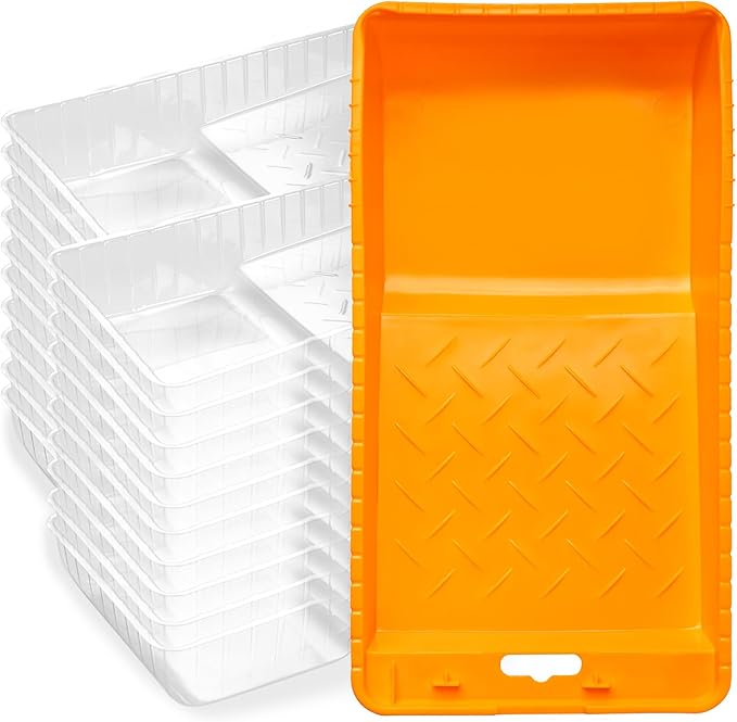 Mister Rui 4 Inch Paint Tray Liners - 20 Disposable Paint Pan Liners with Plastic Paint Tray, Small Paint Trays for Roller Brushes, Ideal for Home Painting, Trim Work, and Touch-Ups