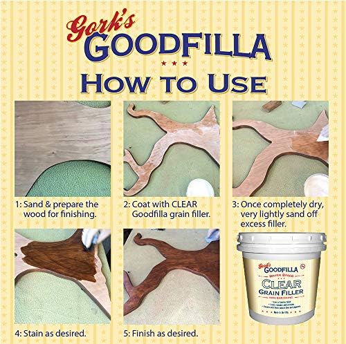 Clear Water-Based Grain & Pore Filler - 1 Quart By Goodfilla | Innovative & | Compliments All Woodworking Finishing Products | Paintable, Stainable, Sandable & Quick Drying