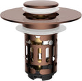 Hibbent Upgraded 3 in 1 Bathroom Sink Drain Strainer, Universal Pop Up Stopper with Removable Stainless Steel Filter Basket Hair Catcher, Sink Plug for 1.1''~2.36'' Basin, Brass Bullet Core, Rose Gold