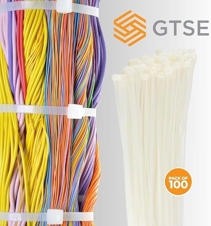 GTSE 14 Inch White/Clear Zip Ties, 4,000 Bulk Contractors Pack, 120lb Strength, UV Resistant Long Nylon Cable Ties, Self-Locking 14" Tie Wraps, Full Carton