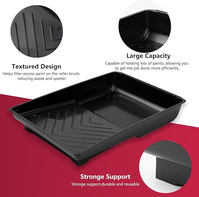Mister Rui 6 Inch Paint Tray, 12 Pack, Plastic Paint Roller Tray with 4 Inch Roller Frame, Disposable Tray Liners for Home Improvement